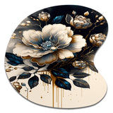 Black And Gold Camellia Bouquet II - Asymmetric Metal Wall Art