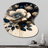 Black And Gold Camellia Bouquet II - Asymmetric Metal Wall Art