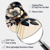 Black And Gold Camellia Bouquet II - Asymmetric Metal Wall Art