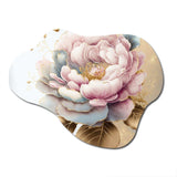 Pink And Gold Camellia Flower I - Asymmetric Metal Wall Art