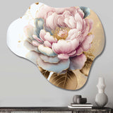 Pink And Gold Camellia Flower I - Asymmetric Metal Wall Art