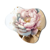 Pink And Gold Camellia Flower I - Asymmetric Metal Wall Art