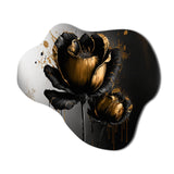 Black And Gold Crocus Floral Design II - Asymmetric Metal Wall Art