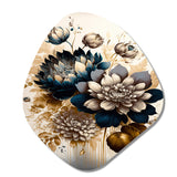 Blue And Gold Dahlia Bunch I - Asymmetric Metal Wall Art