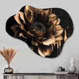 Black And Gold Dahlia - Asymmetric Metal Wall Art