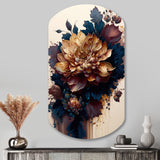 Burgundy And Blue Dahlia Bunch II - Asymmetric Metal Wall Art