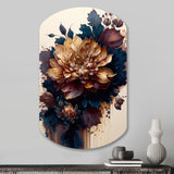 Burgundy And Blue Dahlia Bunch II - Asymmetric Metal Wall Art