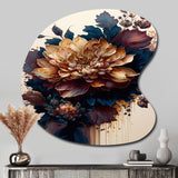 Burgundy And Blue Dahlia Bunch II - Asymmetric Metal Wall Art