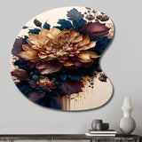 Burgundy And Blue Dahlia Bunch II - Asymmetric Metal Wall Art