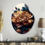 Burgundy And Blue Dahlia Bunch II - Asymmetric Metal Wall Art