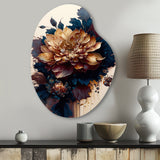 Burgundy And Blue Dahlia Bunch II - Asymmetric Metal Wall Art