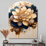 Light Orange And Dark Blue Dhalia III - Asymmetric Metal Wall Art