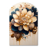 Light Orange And Dark Blue Dhalia III - Asymmetric Metal Wall Art