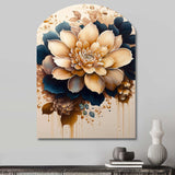 Light Orange And Dark Blue Dhalia III - Asymmetric Metal Wall Art