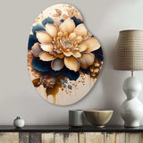 Light Orange And Dark Blue Dhalia III - Asymmetric Metal Wall Art