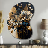 Blue And Gold Daisy Bunch II - Asymmetric Metal Wall Art