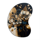 Blue And Gold Daisy Bunch II - Asymmetric Metal Wall Art