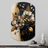 Blue And Gold Daisy Bunch II - Asymmetric Metal Wall Art