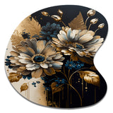 Blue And Gold Daisy Bunch II - Asymmetric Metal Wall Art