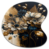 Blue And Gold Daisy Bunch II - Asymmetric Metal Wall Art