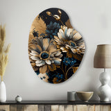 Blue And Gold Daisy Bunch II - Asymmetric Metal Wall Art