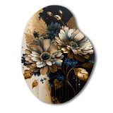 Blue And Gold Daisy Bunch II - Asymmetric Metal Wall Art