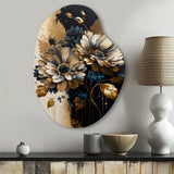 Blue And Gold Daisy Bunch II - Asymmetric Metal Wall Art