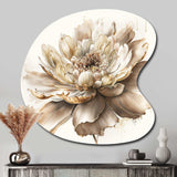 Single Beige Flower I - Asymmetric Metal Wall Art