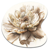 Single Beige Flower I - Asymmetric Metal Wall Art