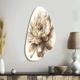 Single Beige Flower I - Asymmetric Metal Wall Art