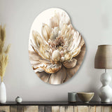 Single Beige Flower I - Asymmetric Metal Wall Art