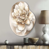 Single Beige Flower II - Asymmetric Metal Wall Art