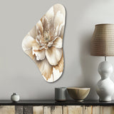 Blooming Beige Floral Design II - Asymmetric Metal Wall Art