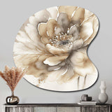 Single Beige Flower IV - Asymmetric Metal Wall Art