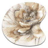 Single Beige Flower IV - Asymmetric Metal Wall Art