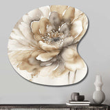 Single Beige Flower IV - Asymmetric Metal Wall Art