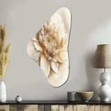 Single Beige Flower V - Asymmetric Metal Wall Art