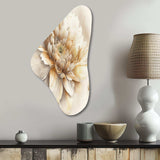 Single Beige Flower V - Asymmetric Metal Wall Art