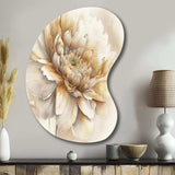 Single Beige Flower V - Asymmetric Metal Wall Art