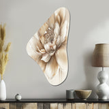 Blooming Beige Floral Design III - Asymmetric Metal Wall Art