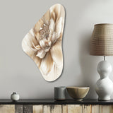 Blooming Beige Floral Design III - Asymmetric Metal Wall Art