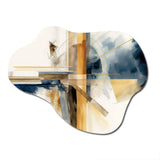 Modern Blue And Gold Abstract IV - Asymmetric Metal Wall Art