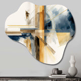 Modern Blue And Gold Abstract IV - Asymmetric Metal Wall Art