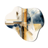 Modern Blue And Gold Abstract IV - Asymmetric Metal Wall Art