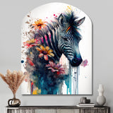 Cute Zebra Floral Art - Asymmetric Metal Wall Art