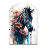 Cute Zebra Floral Art - Asymmetric Metal Wall Art