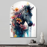 Cute Zebra Floral Art - Asymmetric Metal Wall Art