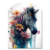 Cute Zebra Floral Art - Asymmetric Metal Wall Art