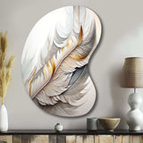 White Watercolor Feather - Asymmetric Metal Wall Art