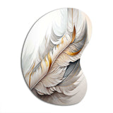 White Watercolor Feather - Asymmetric Metal Wall Art